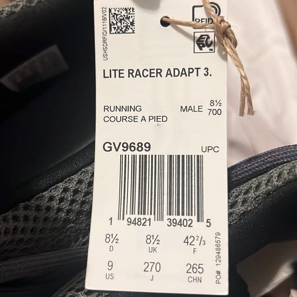 NWT Adidas Lite Racer Adapt 3.0 Men's Shoes in Gray carbon Size:9 Wide - Picture 13 of 13